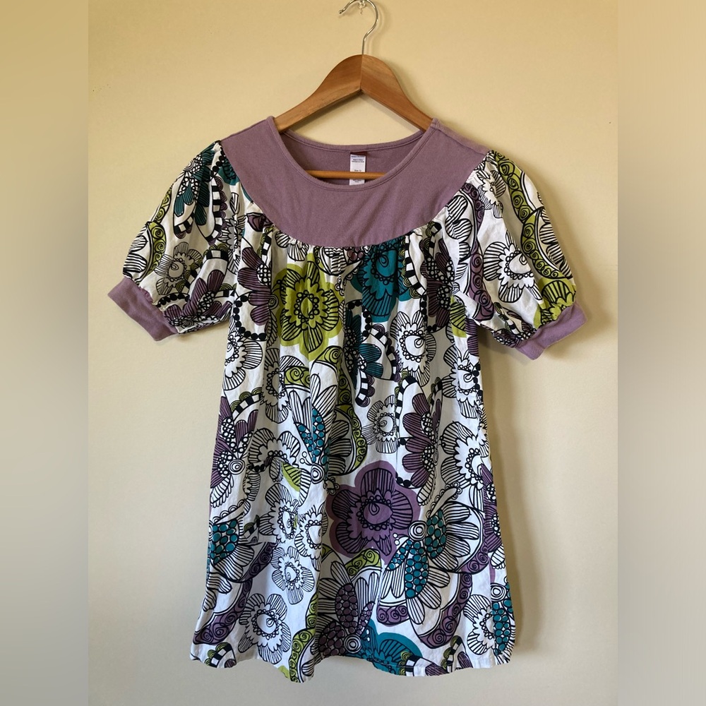 Tea Collection Floral Kids Dress with Purple Accents 100% Cotton